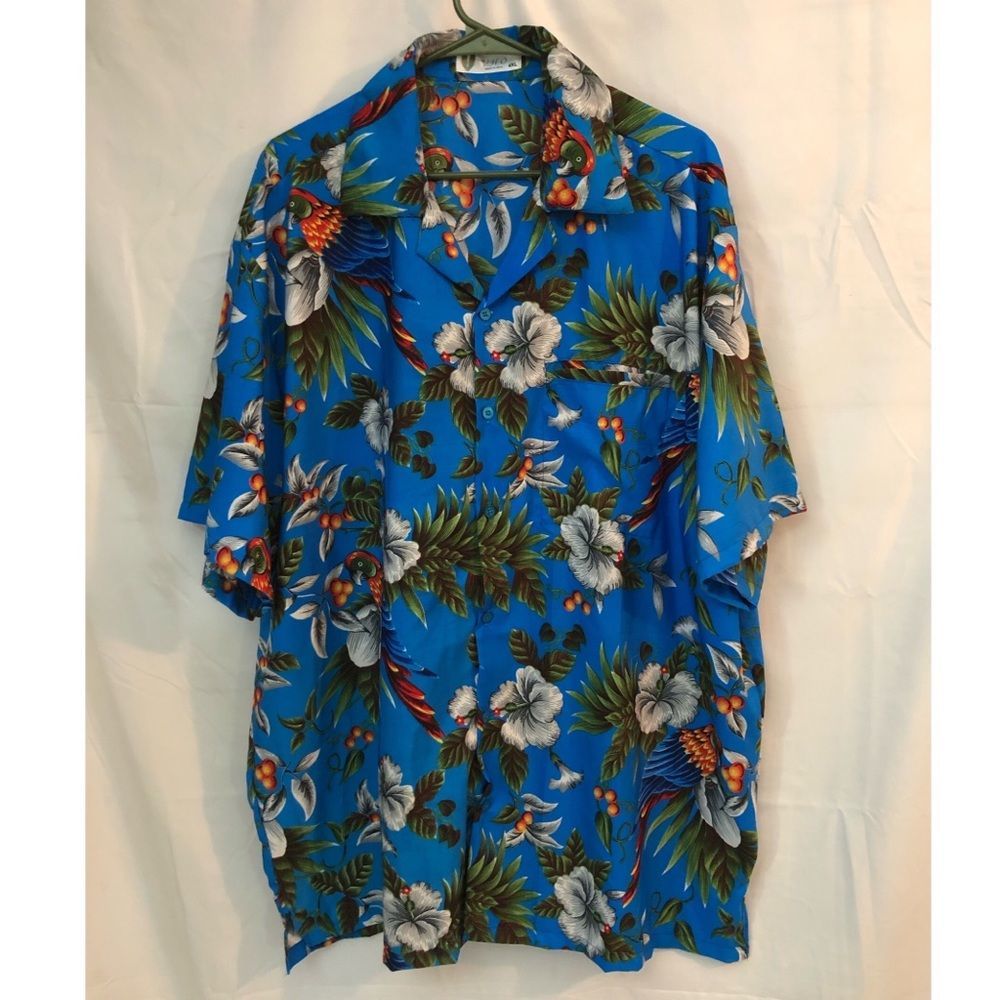 V.h.o Hawaiian print casual button down shirt sz4XL